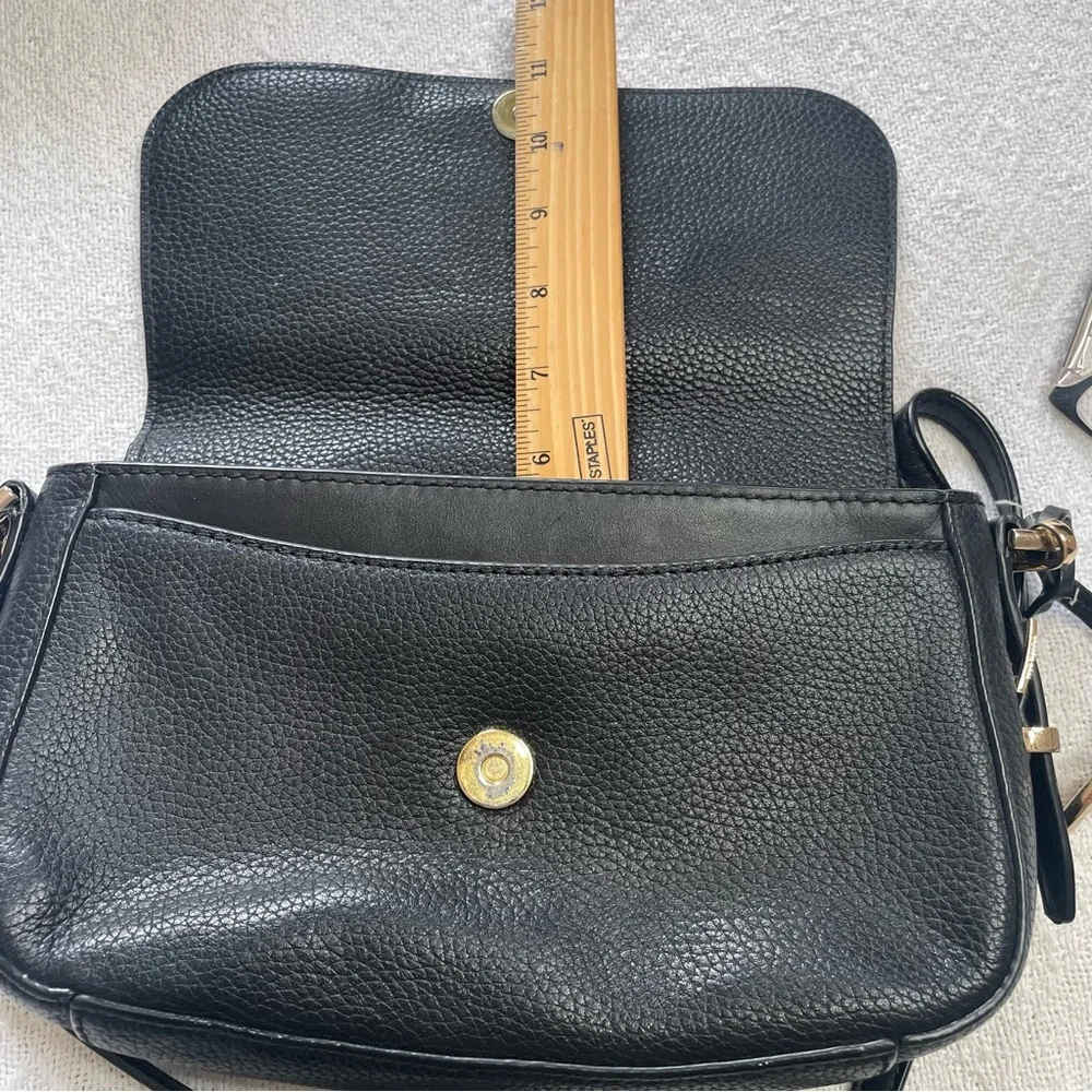 Michael Kors Black Leather‎ Crossbody with Gold MK Charm~ Classic Must Have
